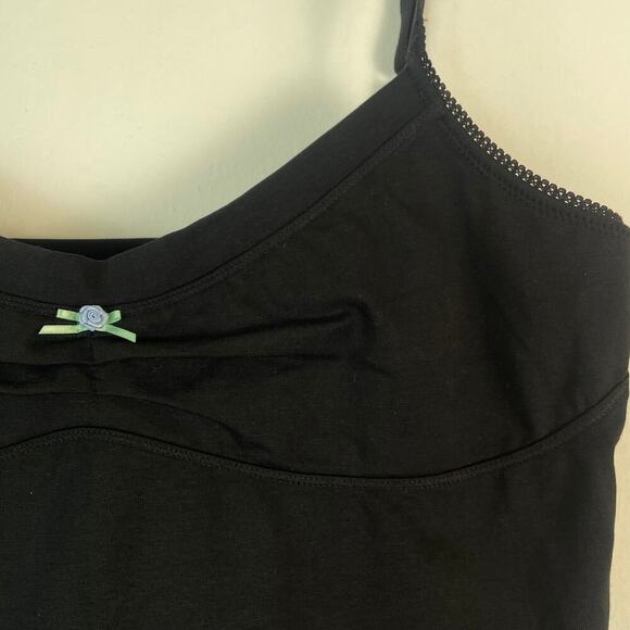 Free People Wear it Out Tank in Black with Flower Bow SIZE XL - Picture 3 of 6